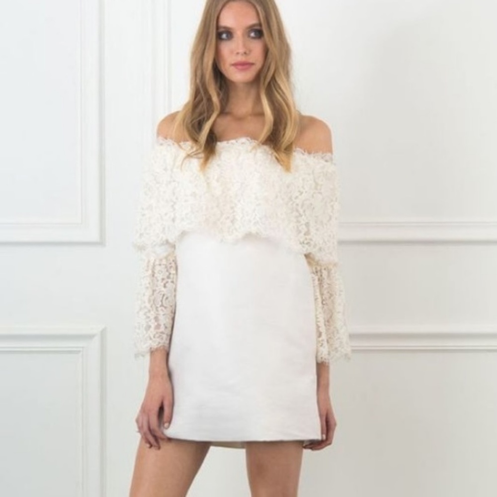 Rachel Zoe Off the Shoulder White Lace Dress